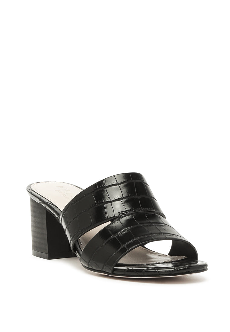 belen croc print slip-on sandals#color_black