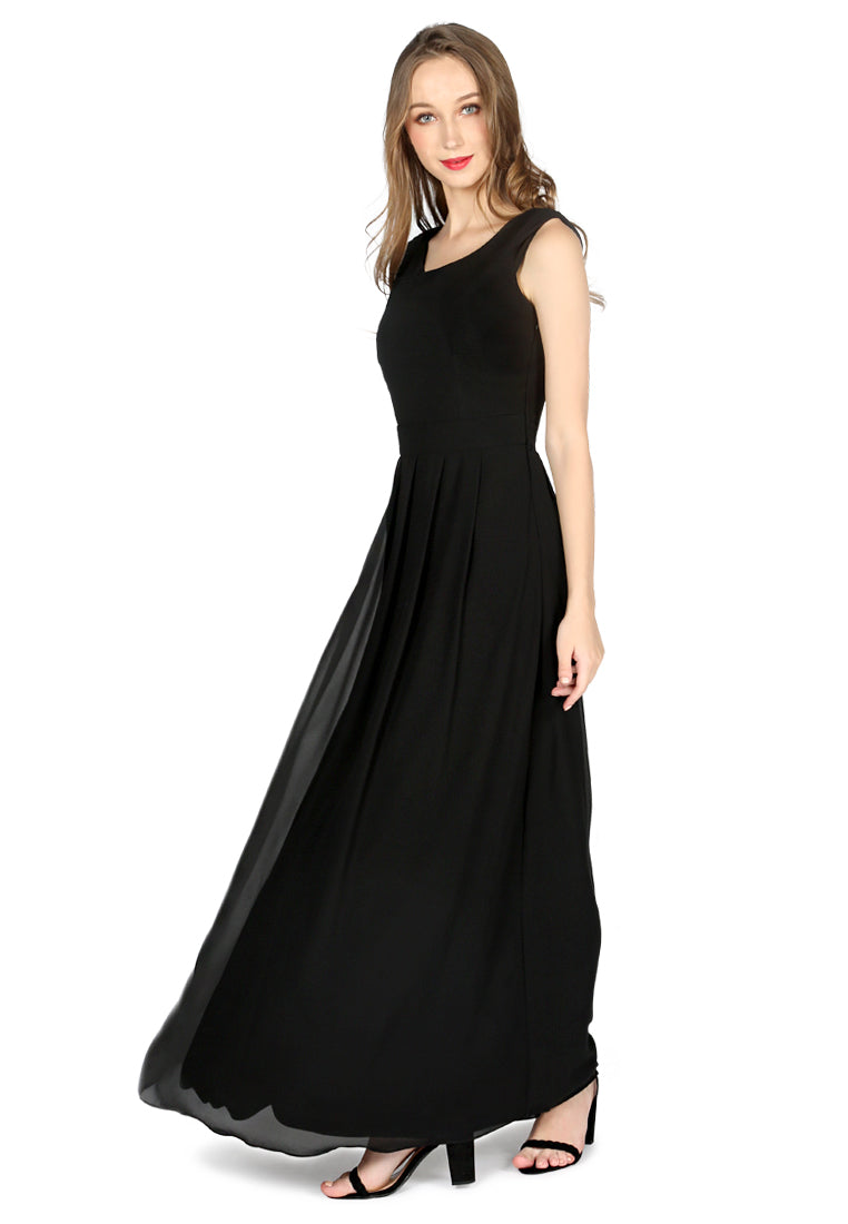 chiffon maxi dress#color_black
