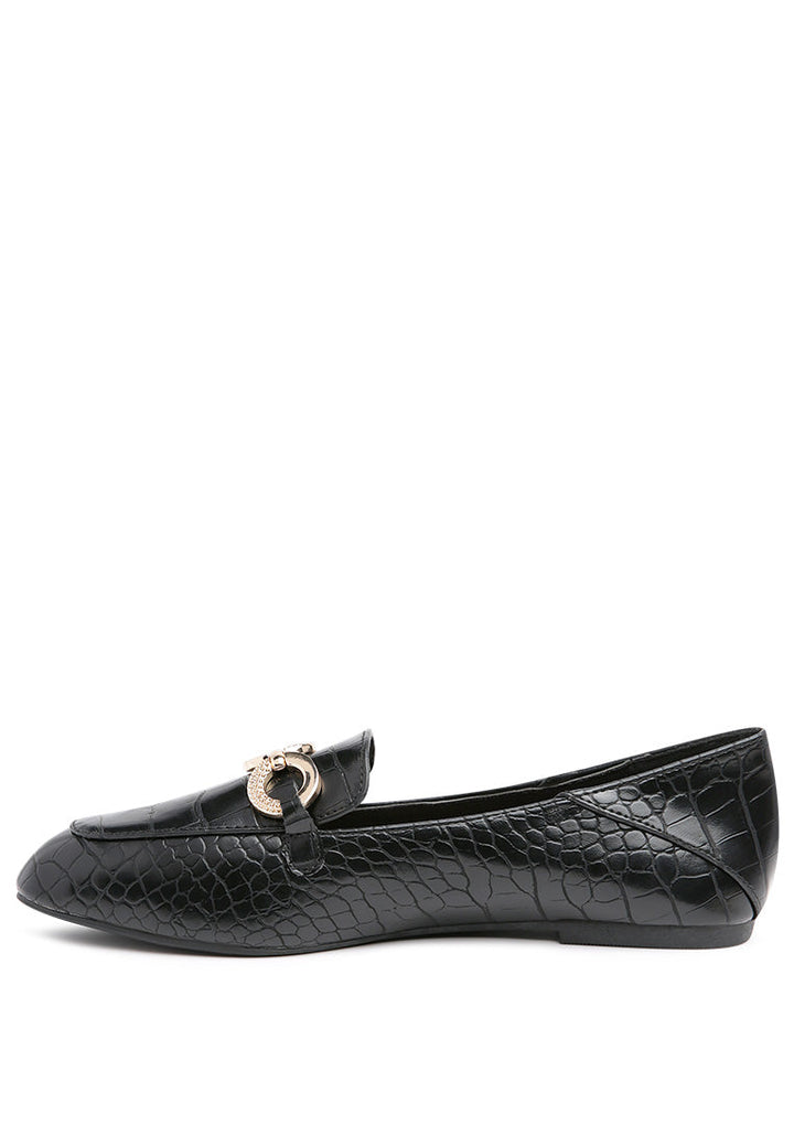 croc buckle loafers#color_black