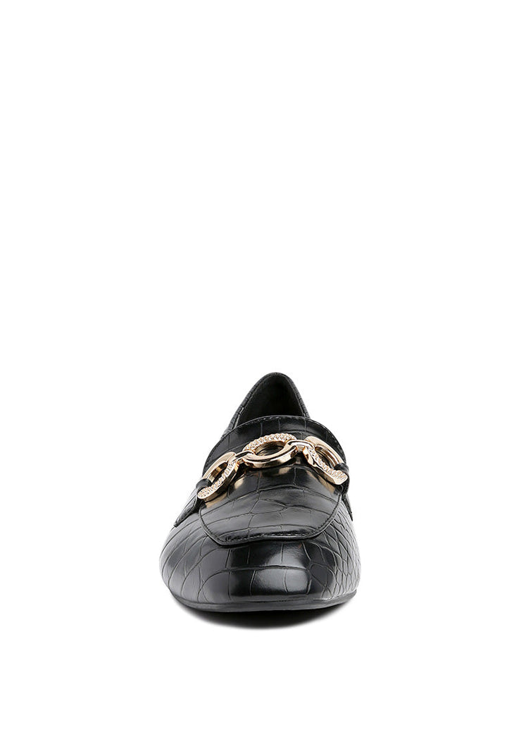 croc buckle loafers#color_black
