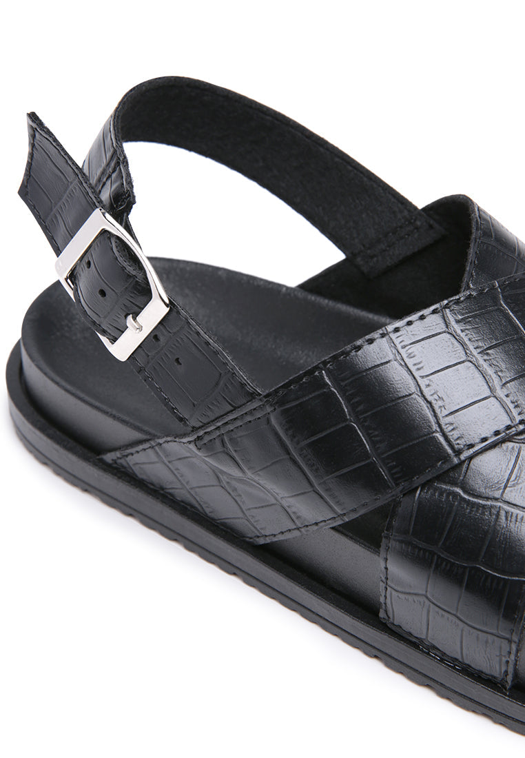 enid black croc sling-back sandal#color_black