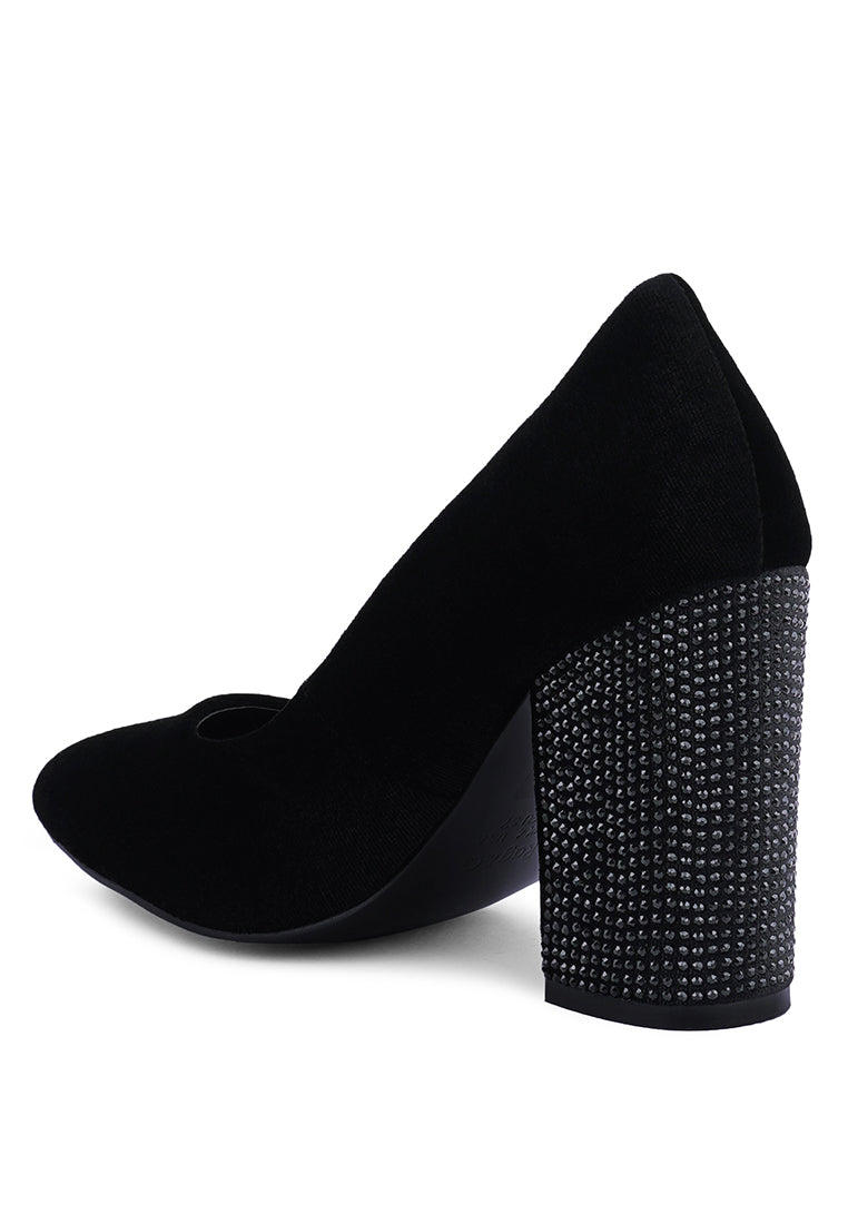 Zapatos de salón con tacón en bloque y diamantes de imitación Cyber-Girl#color_negro