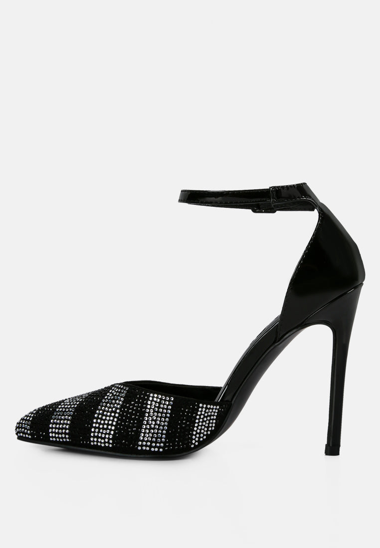 nobles rhinestone patterned stiletto sandals#color_black