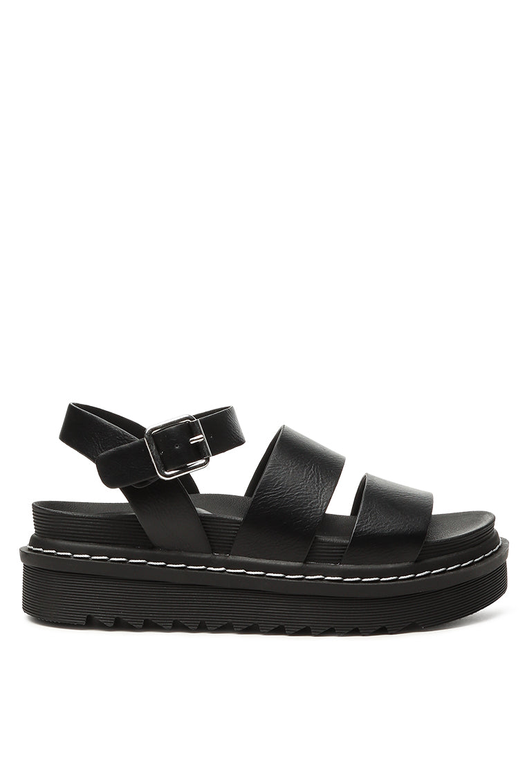 miray flatform zig-zag sole sandals#color_black