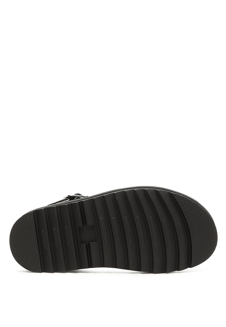 miray flatform zig-zag sole sandals#color_black