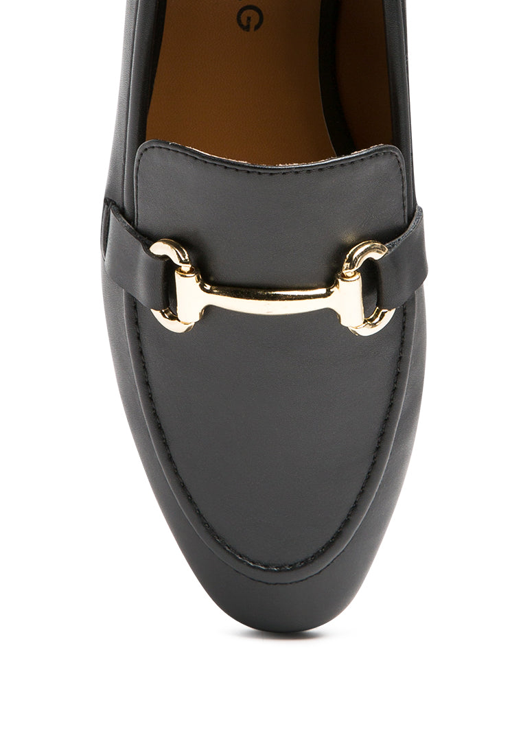 tahiti metallic gold buckle loafers#color_black
