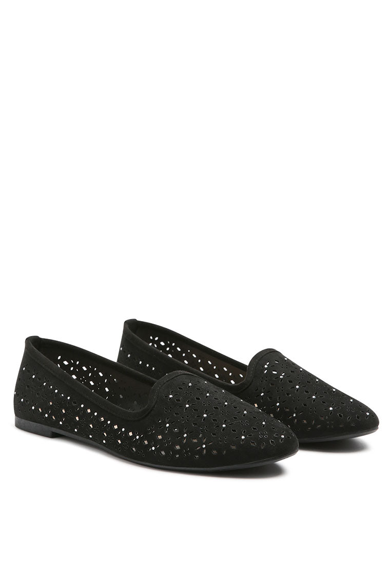 lattice black laser cut loafers#color_black