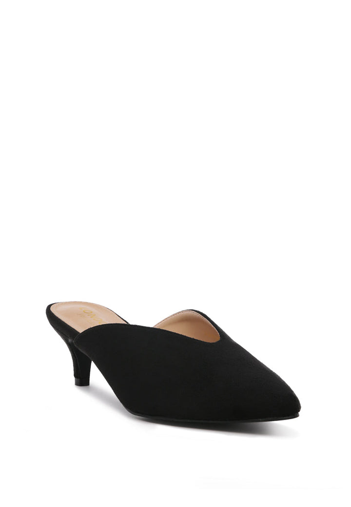 frida pointed toe heeled mules#color_black