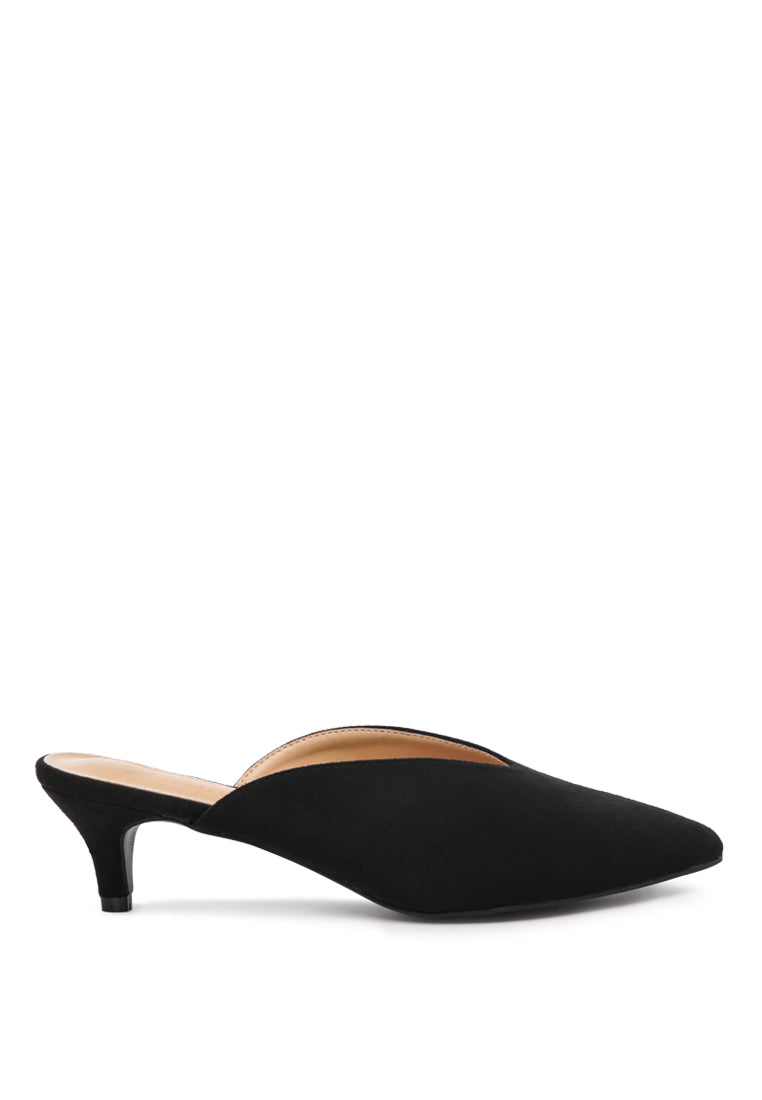 frida pointed toe heeled mules#color_black