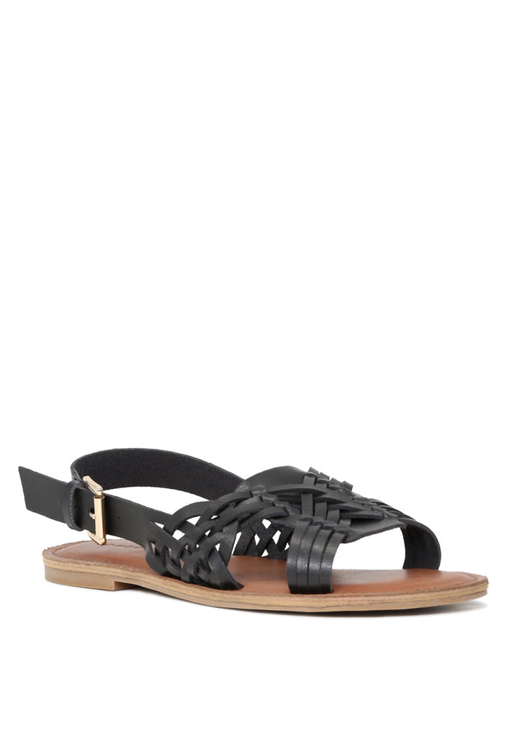 amber woven flat strap sling back sandals#color_black