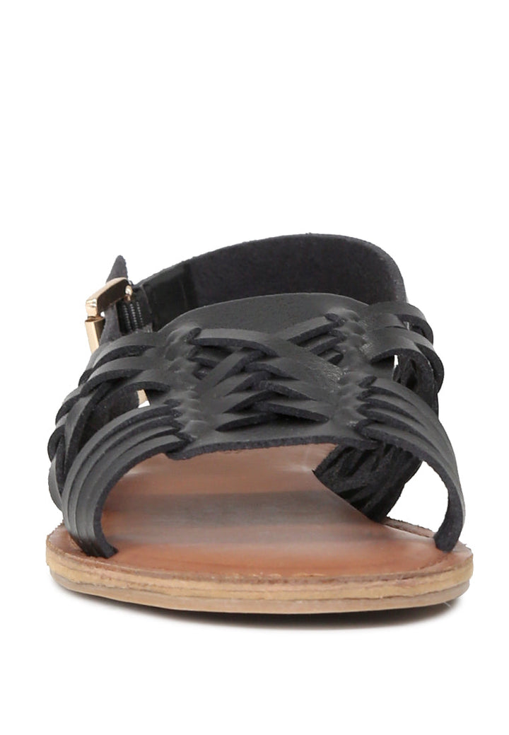 amber woven flat strap sling back sandals#color_black