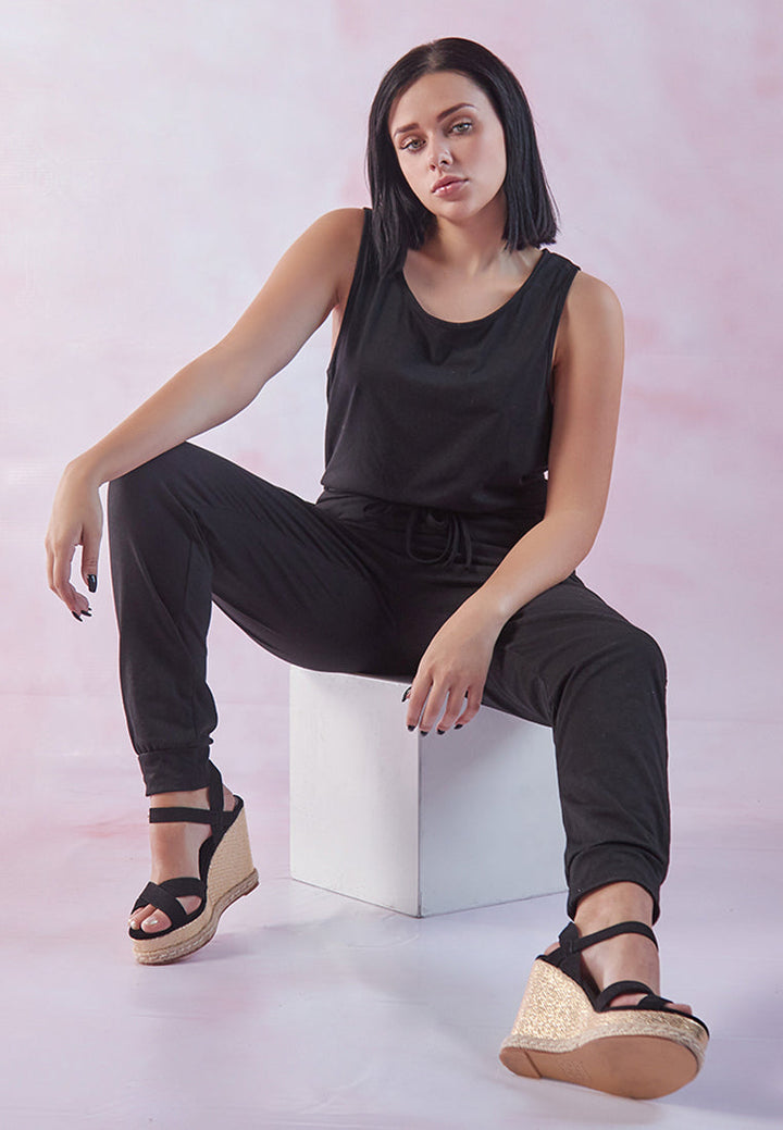 black as night drawstring jumpsuit by ruw#color_black