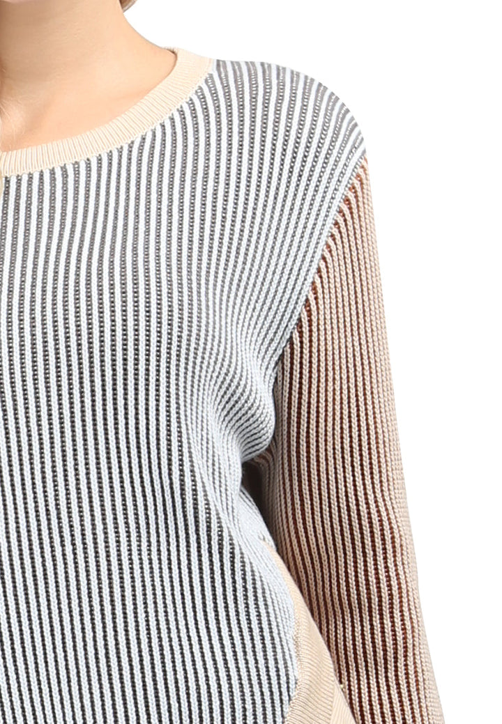 flare bell sleeve sweater#color_pale-blue-burgundy