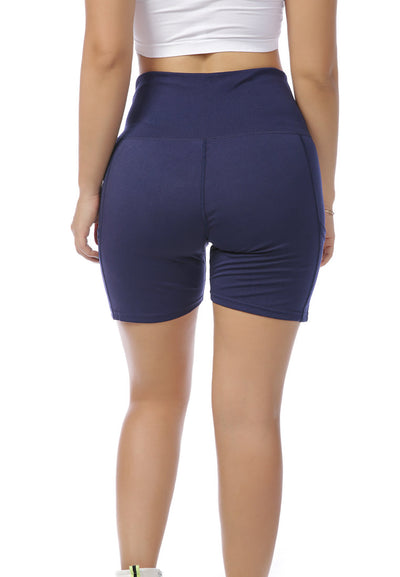 panelled high waist biker shorts#color_dark-blue