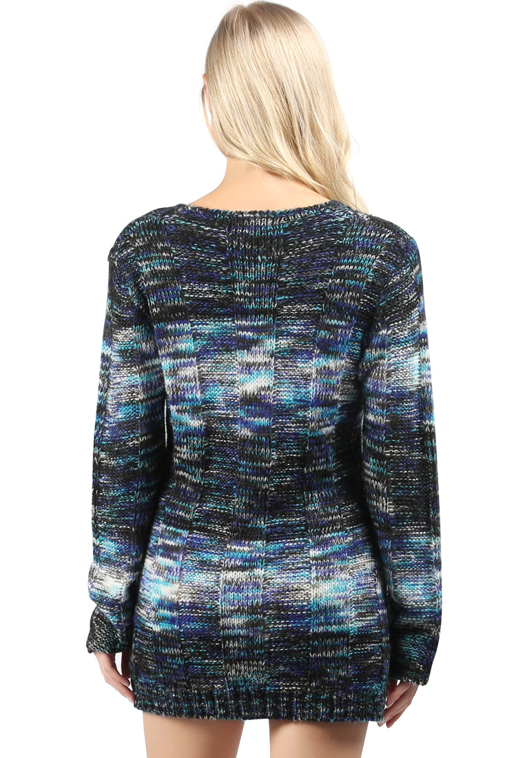 textured multi color sweater#color_blue