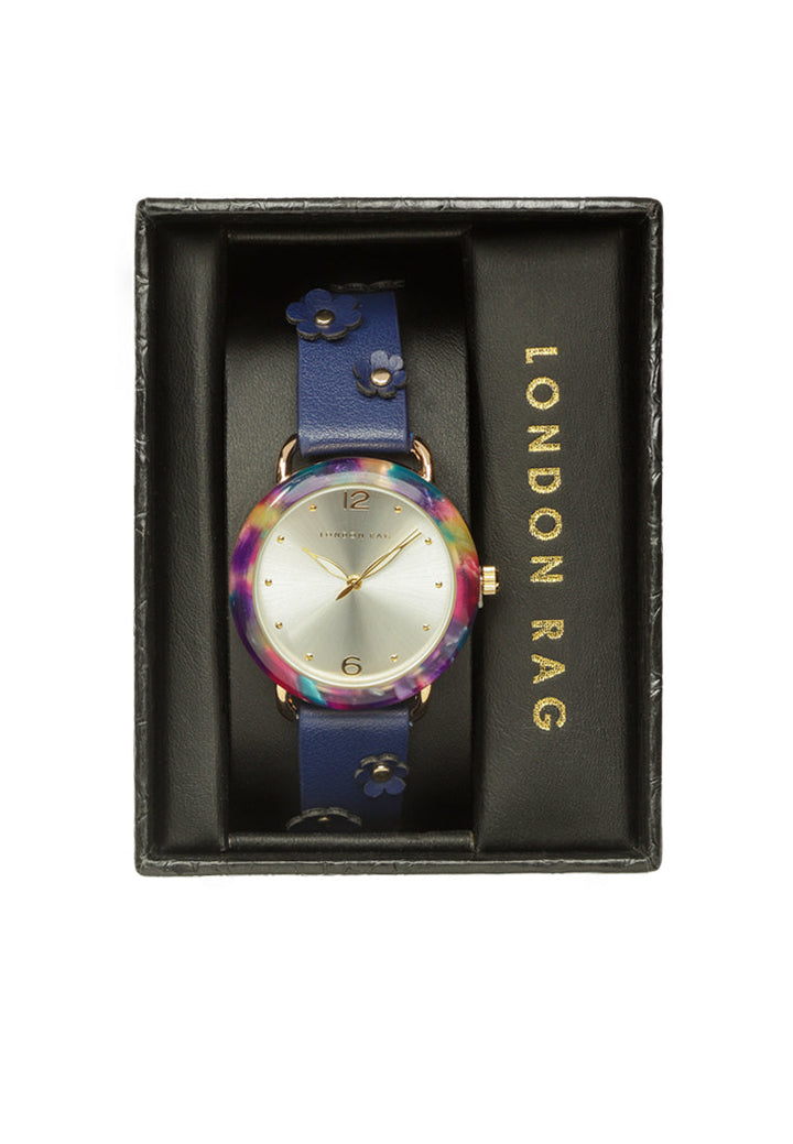 mother of pearl look resin case watch#color_blue