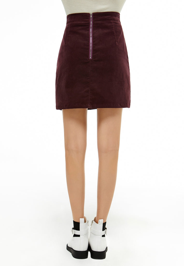 bow detail mini skirt#color_burgundy