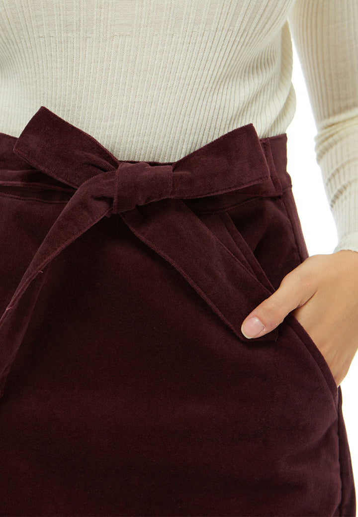 bow detail mini skirt#color_burgundy