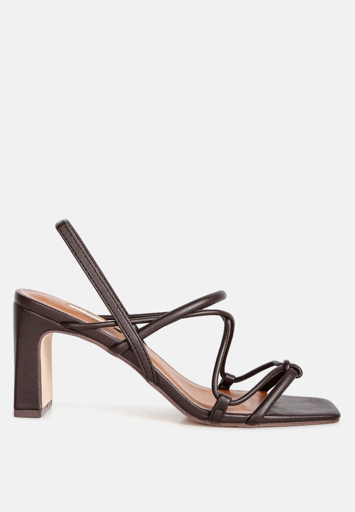 two strings slingback slim block heel sandals by ruw#color_chocolate