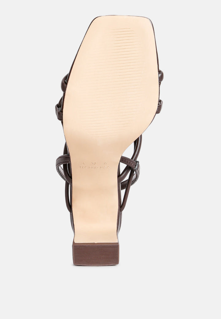 two strings slingback slim block heel sandals by ruw#color_chocolate