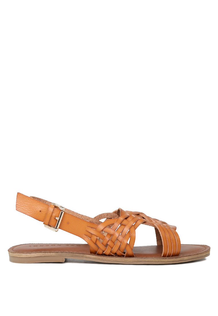 amber woven flat strap sling back sandals#color_tan