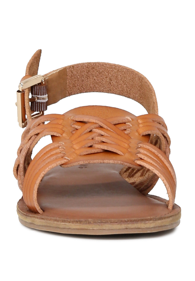 amber woven flat strap sling back sandals#color_tan