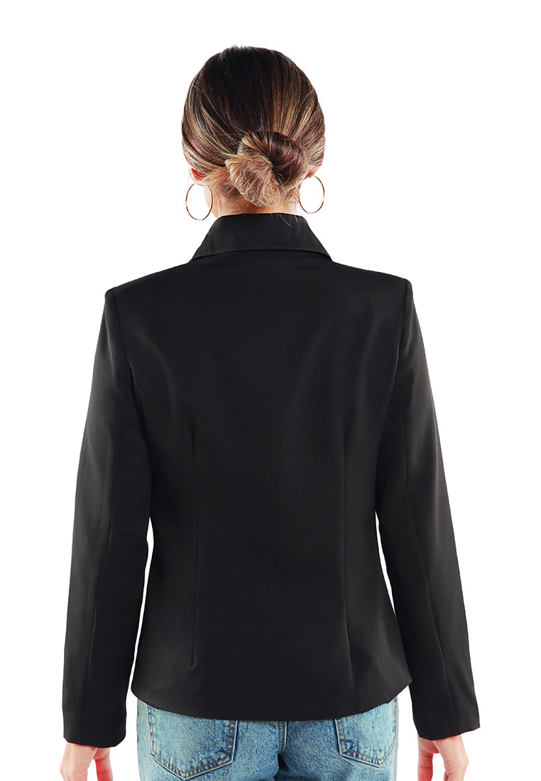 buttoned lapel blazer#color_black