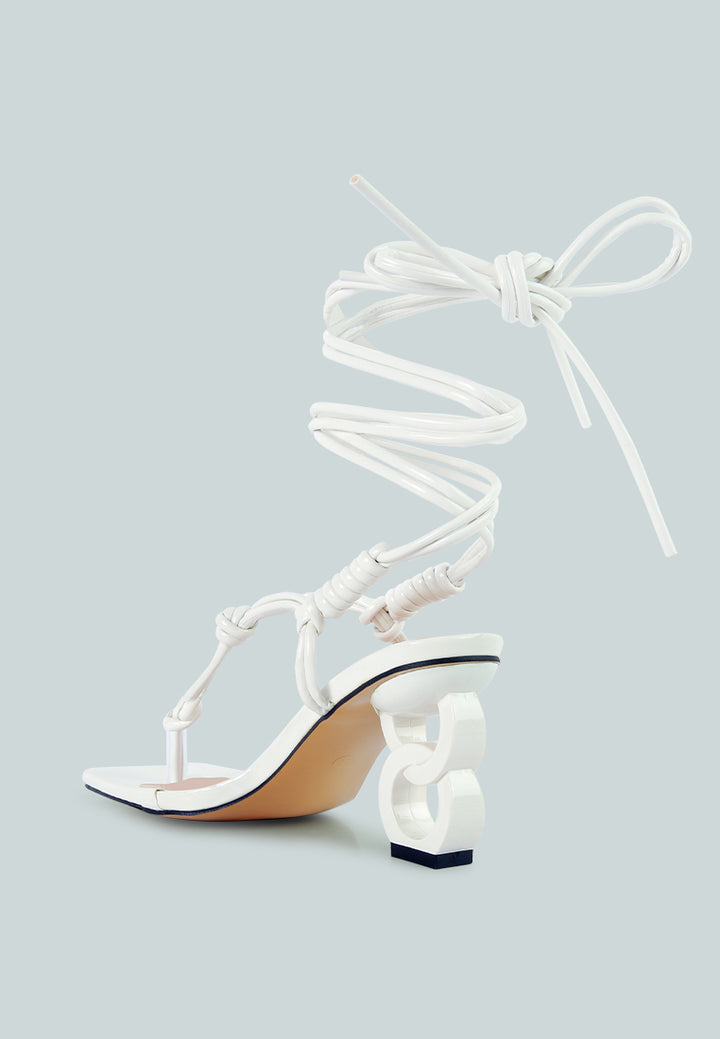 cassino thong lace up chain heel sandal#color_white