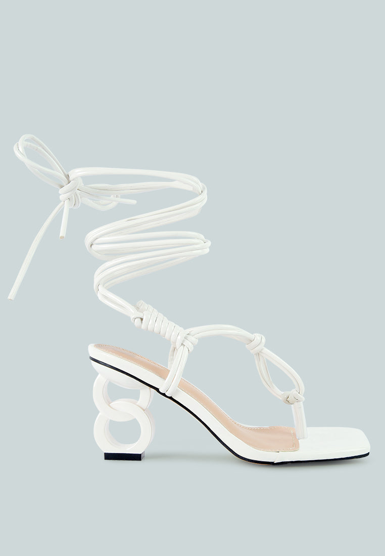 cassino thong lace up chain heel sandal#color_white