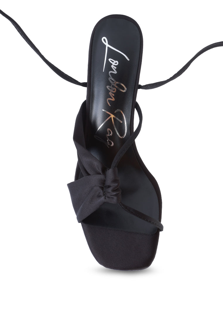 chasm satin ruched strap tie up sandals by ruw#color_black