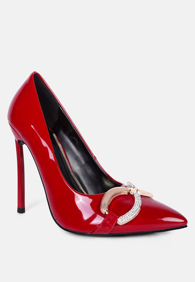 cocktail buckle embellished stiletto pump shoes#color_burgundy