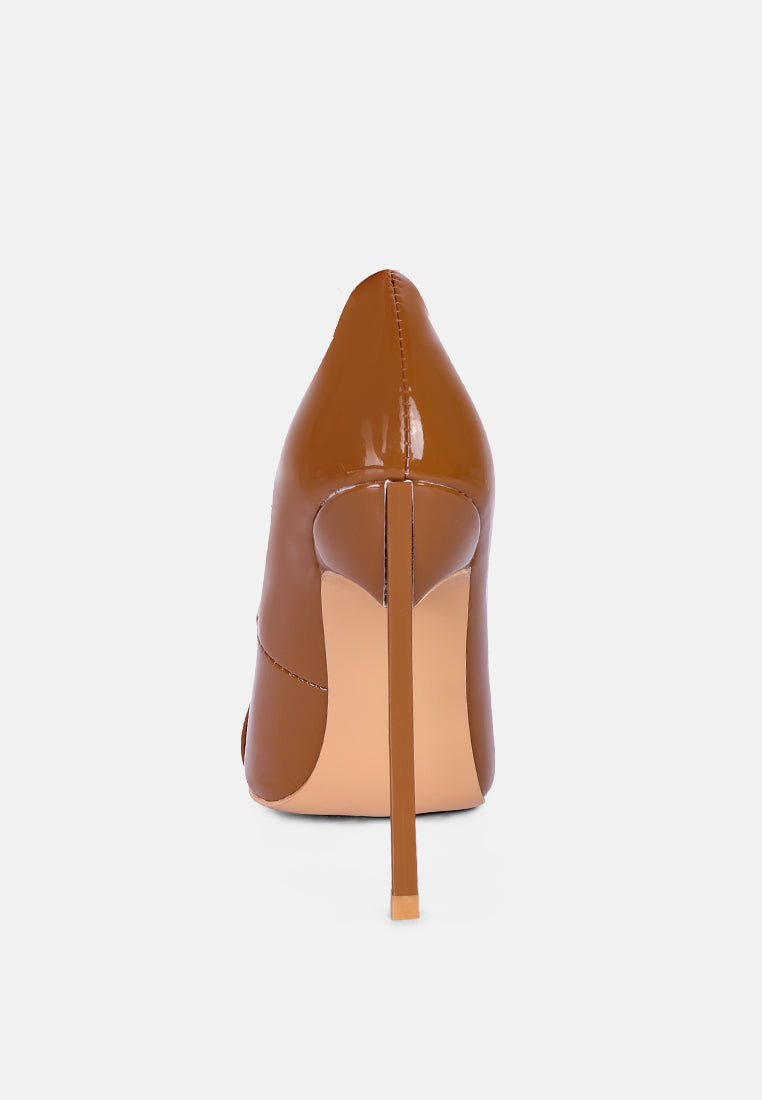cocktail buckle embellished stiletto pump shoes#color_camel