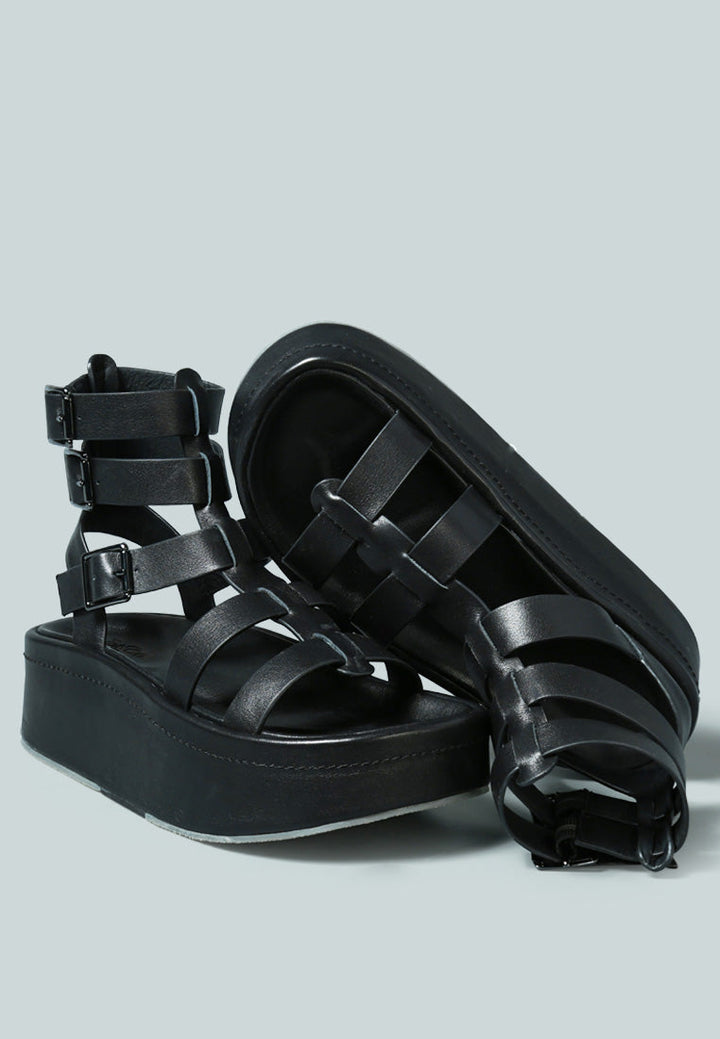 cruz gladiator platform leather sandal by ruw#color_black