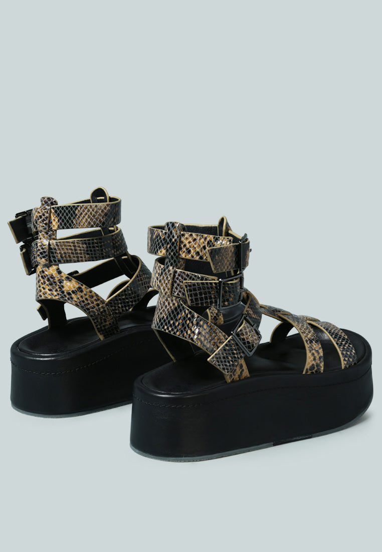 cruz gladiator platform leather sandal#color_snake-print