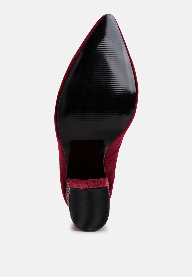 cyber-girl rhinestone block heeled pumps#color_burgundy