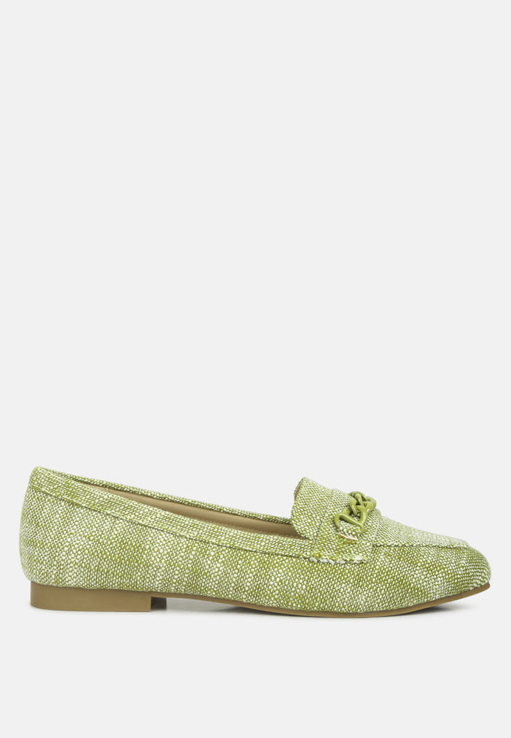 abeera chain embellished loafers by ruw#color_green