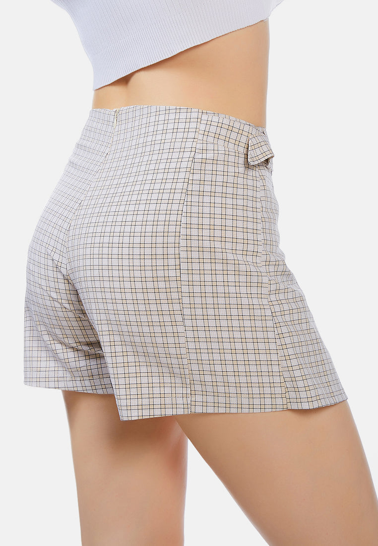 chequered skort with buckles by ruw#color_beige