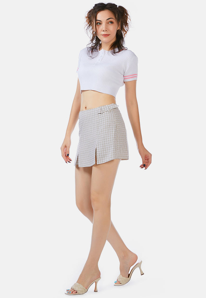 chequered skort with buckles by ruw#color_beige