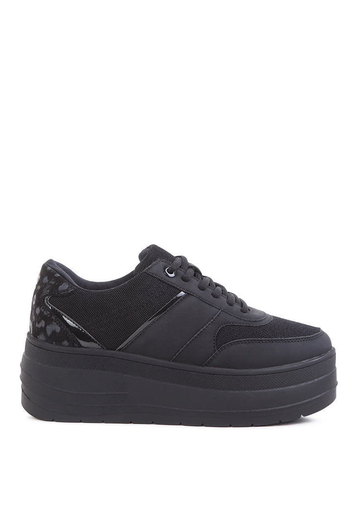 rina active chunky sole mesh sneakers#color_black