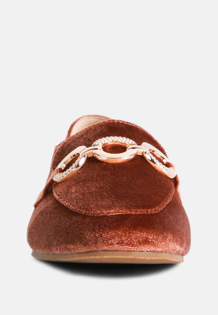 velvet metal show detail loafers by ruw#color_brown