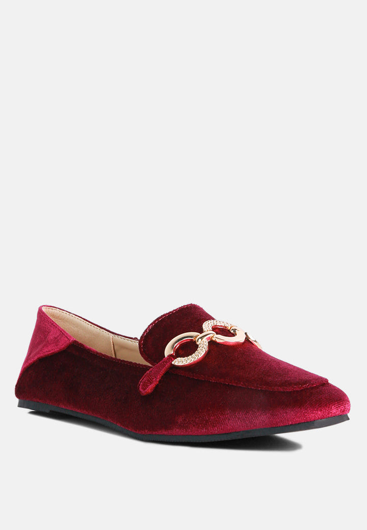 velvet metal show detail loafers by ruw#color_burgundy