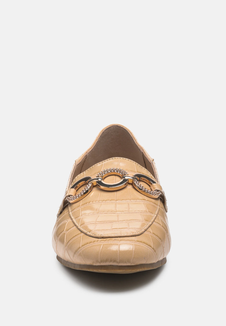 wibele croc textured metal show detail loafers by ruw#color_beige