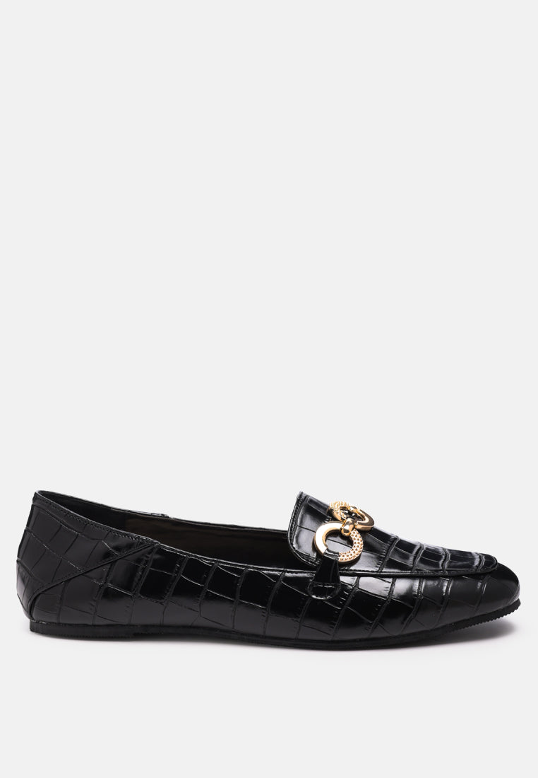 wibele croc textured metal show detail loafers by ruw#color_black