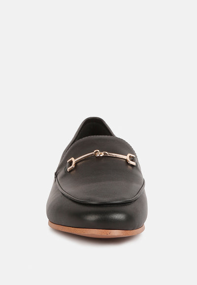 dareth horsebit flat heel loafers#color_black