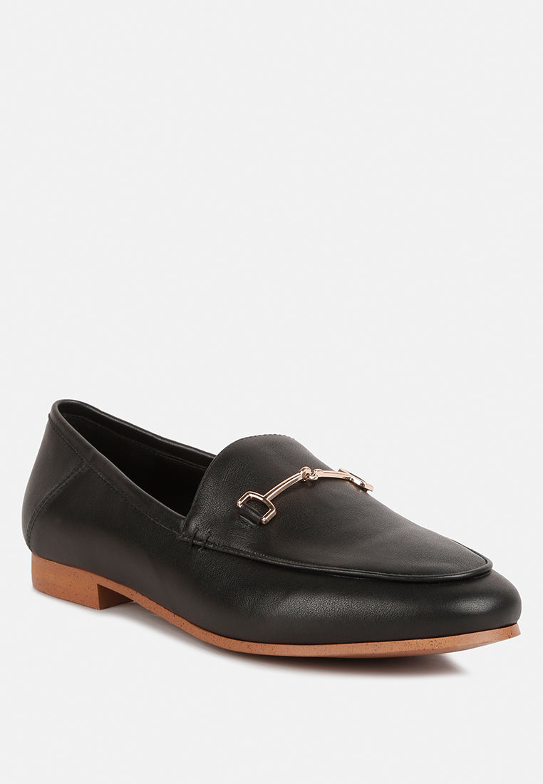 dareth horsebit flat heel loafers#color_black