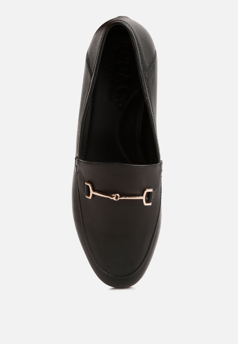 dareth horsebit flat heel loafers by ruw#color_black
