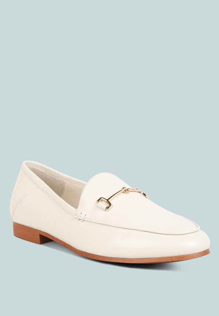 dareth horsebit flat heel loafers by ruw#color_off-white