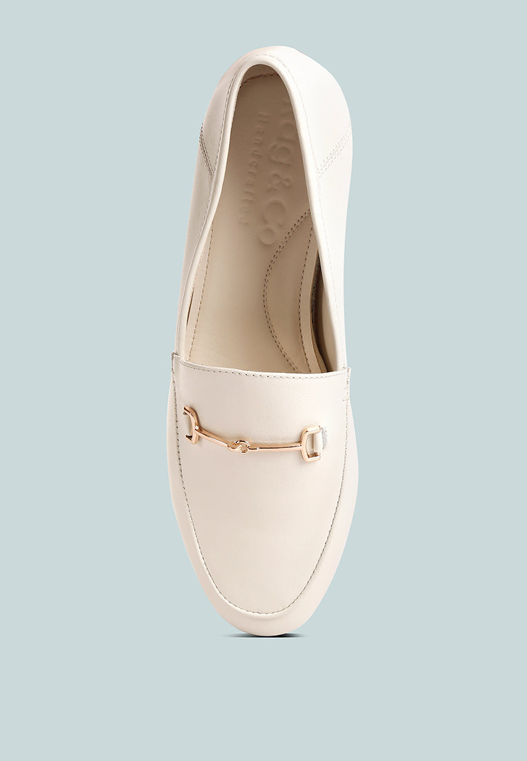 dareth horsebit flat heel loafers by ruw#color_off-white