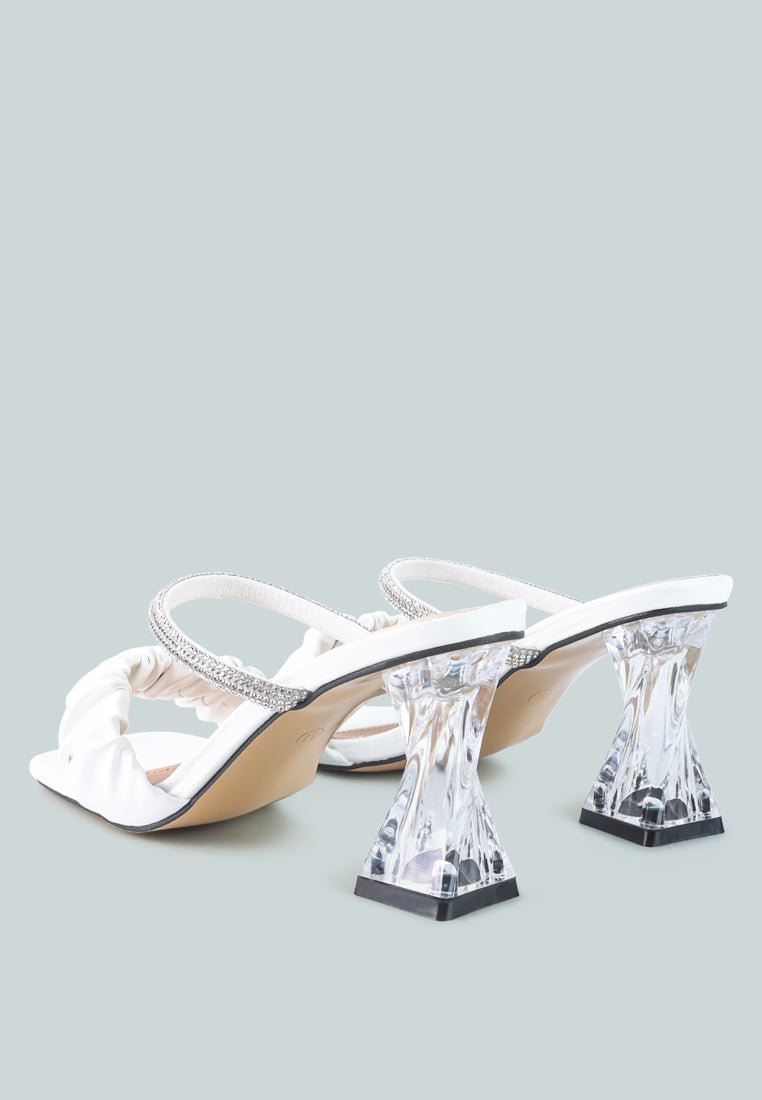 date look clear heel rhinestone sandals#color_white