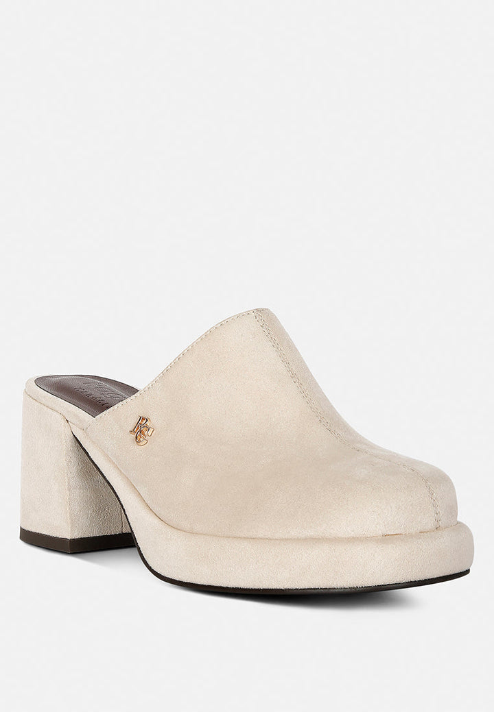 delaunay suede heeled mule sandals by ruw#color_beige